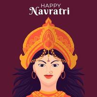 flat happy Navratri close up illustration vector
