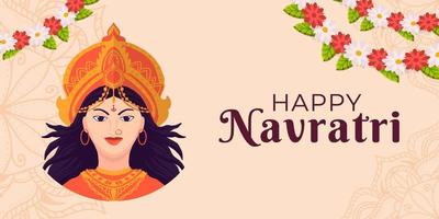 happy Navratri illustration horizontal banner vector