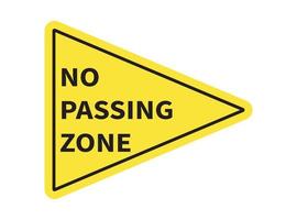 No Passing Zone Sign Yellow Triangle vector
