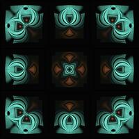 Shining blue light ornament design texture details black background photo