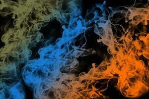 Swarms colorful smoke abstract on black background photo