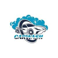 logotipo azul de lavado de autos con detalles automáticos vector