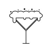 martini cocktail glass icon with soda and foam. simple, line, silhouette and clean style. suitable for symbol, sign, icon or logo vector