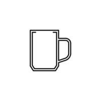 icono de taza de vidrio. simple, línea, silueta y estilo limpio. en blanco y negro. adecuado para símbolo, signo, icono o logotipo vector