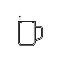 icono de taza de cristal brillante. simple, línea, silueta y estilo limpio. en blanco y negro. adecuado para símbolo, signo, icono o logotipo vector