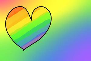 Rainbow art drawing in stripes and heart, background, lgbtqai comcept photo