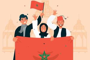 feliz día nacional de marruecos ilustración plana vector