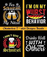 paquete de diseños de camisetas de oktoberfest, ilustración vectorial, festival de la cerveza, estampado de camisetas, elementos de diseño de oktoberfest, cartel dibujado a mano para el diseño del menú de pub o bar.