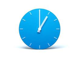 Blue wall Clock on isolated white background with Shadow 3d Illustration. 1 O'clock photo