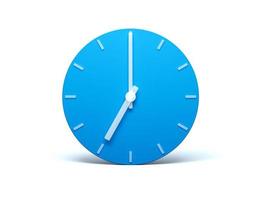 Blue wall Clock on isolated white background with Shadow 3d Illustration. 7 O'clock photo