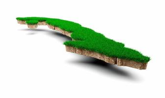 Cuba Map soil land geology cross section with green grass and Rock ground texture 3d illustration photo