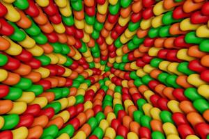 Jelly beans candies Spiral background Abstract Colorful Jelly swirl Spiral round candies 3d Illustration photo