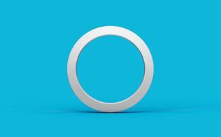 White ring isolated on Blue background Abstract white geometric shapes 3d illustration photo