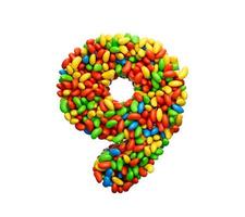 Digit 9 Colorful Jelly Beans Number 9 Rainbow Colourful candies jelly beans 3d illustration photo