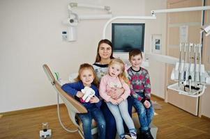 Childrens at dentist chair. Children dental. photo