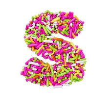 Alphabet S made of Colorful Sprinkles Letter S Rainbow sprinkles 3d illustration photo