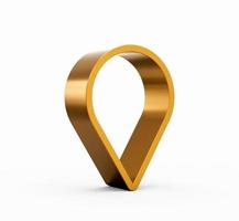 Gold Pointer Icon, Location symbol. Gps, travel, navigation, place position concept. 3d Illustration photo