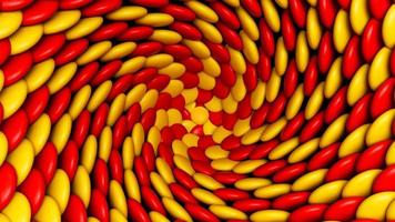 Chocolate Coated candies Spiral background Abstract Colorful candy swirl Spiral round button candies Red and Yellow 3d Illustration photo