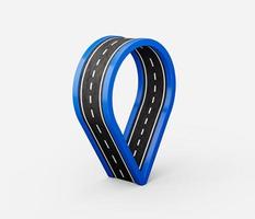 Blue Location Map pin icon made with asphalt Track Road 3d illustration photo