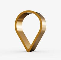 Gold Pointer Icon, Location symbol. Gps, travel, navigation, place position concept. 3d Illustration photo