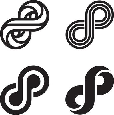 Set of infinity symbols in different styles
