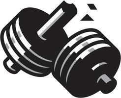 Shiny chrome dumbbells breaks with pieces vector