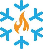 A snowflake with fire icon in the middle vector