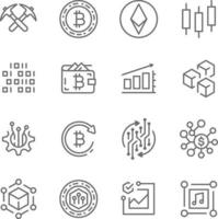 paquete de iconos criptográficos perfecto para herramientas de aplicaciones, blogs y redes sociales vector