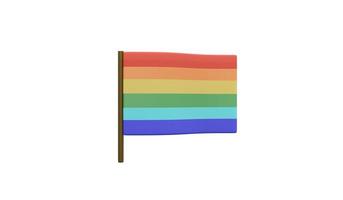 3D Rendering of rainbow flag concept of support and accept LGBT people isolate on white  background. 3D Render illustration cartoon style. photo