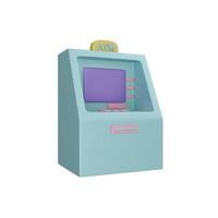 3D Rendering of ATM Machine on  background concept of banking business and technology. 3D render illustration cartoon style. photo