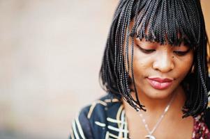 Close up portrait of beautiful african american woman. photo