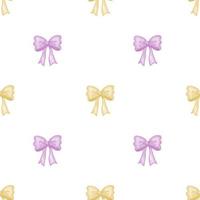 Cute seamless hand drawn watercolor yellow pink bow ribbon pattern background photo