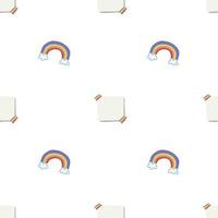 Cute seamless hand drawn  watercolor note and rainbow pattern background photo