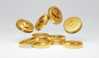 3D Rendering of golden coin pound background concept of wealthy. 3D Render illustration cartoon style. photo