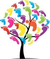 vector tree, foot, paw print isolated