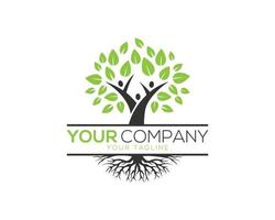 Root Of The Tree logo Design With Human Symbol Vector illustration