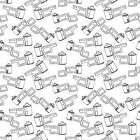 Cute seamless hand drawn ink line film roll pattern background black and white photo