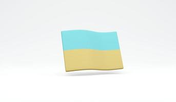 3D Rendering of Ukraine flag  isolated on white background concept of Ukraine national day. 3D Render illustration cartoon style. photo