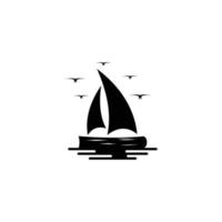 sailboat logo design on the beach vector