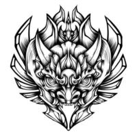 vector de ilustración de tatuaje tribal de máscara oni
