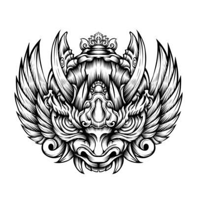 Tribal tattoo oni mask illustration vector design