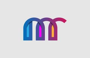 3d combined small alphabet letter mr logo design vector