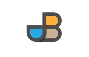 Diseño de logotipo jb de letra combinada colorida 3d vector