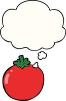 cartoon tomato and thought bubble vector