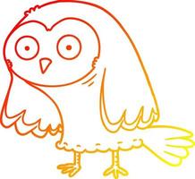 warm gradient line drawing cartoon owl vector