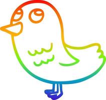 rainbow gradient line drawing cartoon bird looking up vector