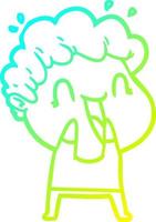 cold gradient line drawing cartoon happy man vector