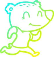 cold gradient line drawing healthy runnning bear cartoon vector