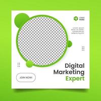 folleto de marketing digital verde o banner de redes sociales