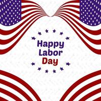 USA or America labor day greetings with flags and patterns, hammers, spades, keys vector